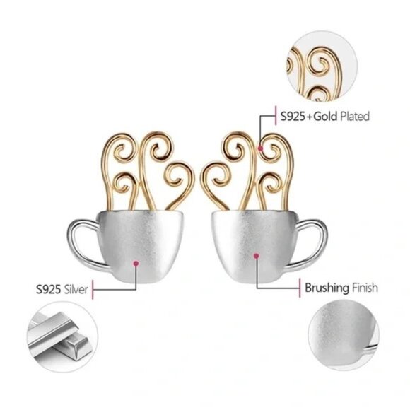 Artisan Handmade 925 Silver - The Latte Lux Earrings - Picture 5 of 6